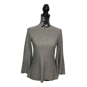 Hobbs London Long Sleeve Top Bell Sleeves Flared Hem Gray Viscose Wool - Size XS